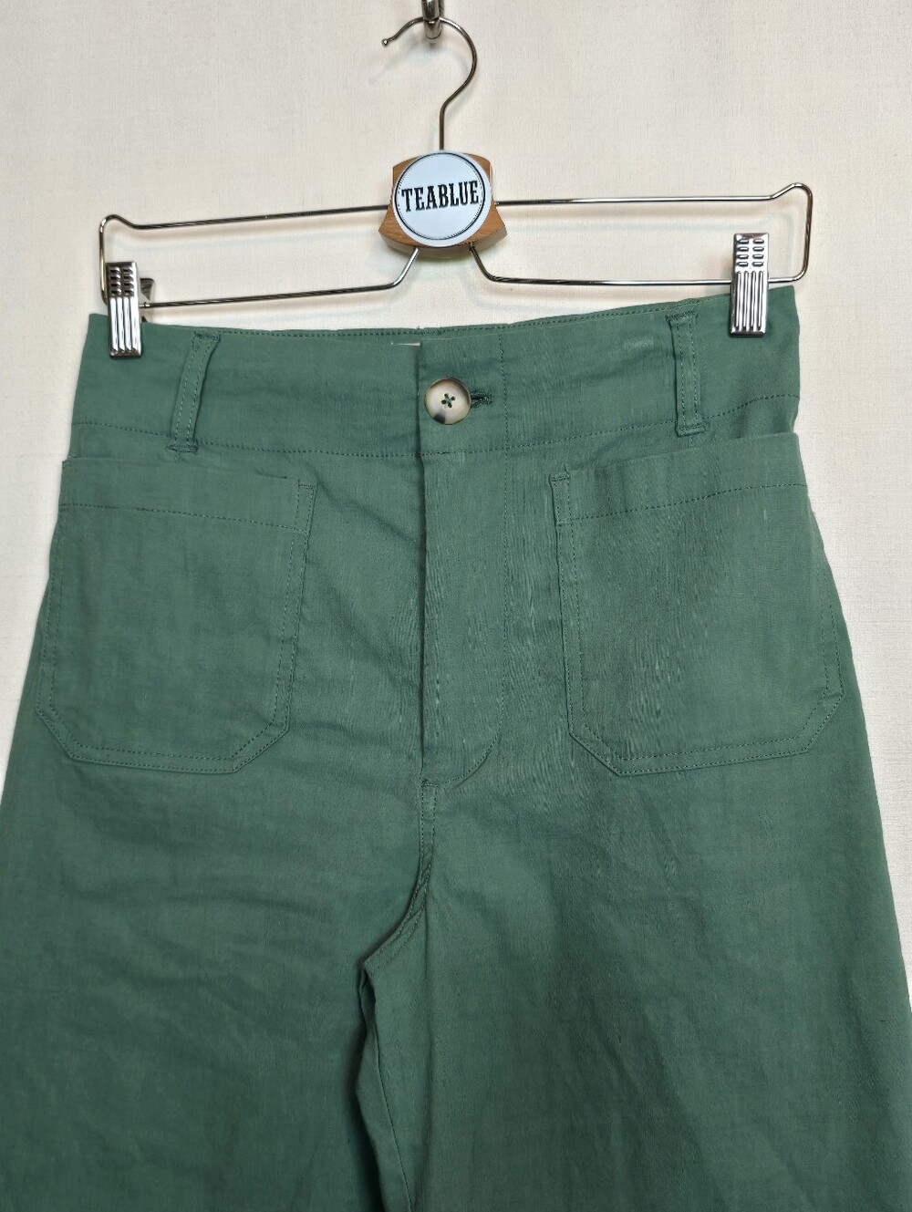 Maeve Muted Emerald Green Colette High Waisted Wide-Leg Trousers 28 - Picture 8 of 13